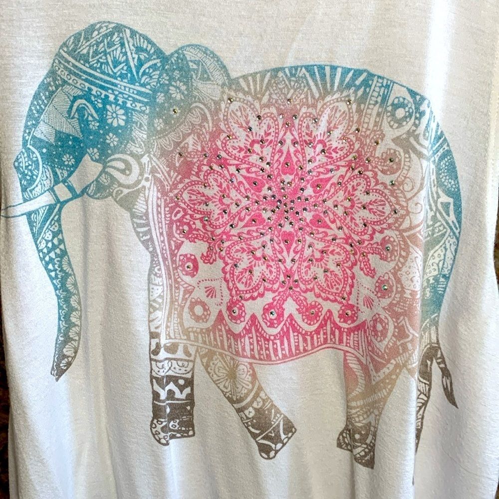 Women's Colorful Pastel Tribal Elephant Tank Top - Picture 2 of 6